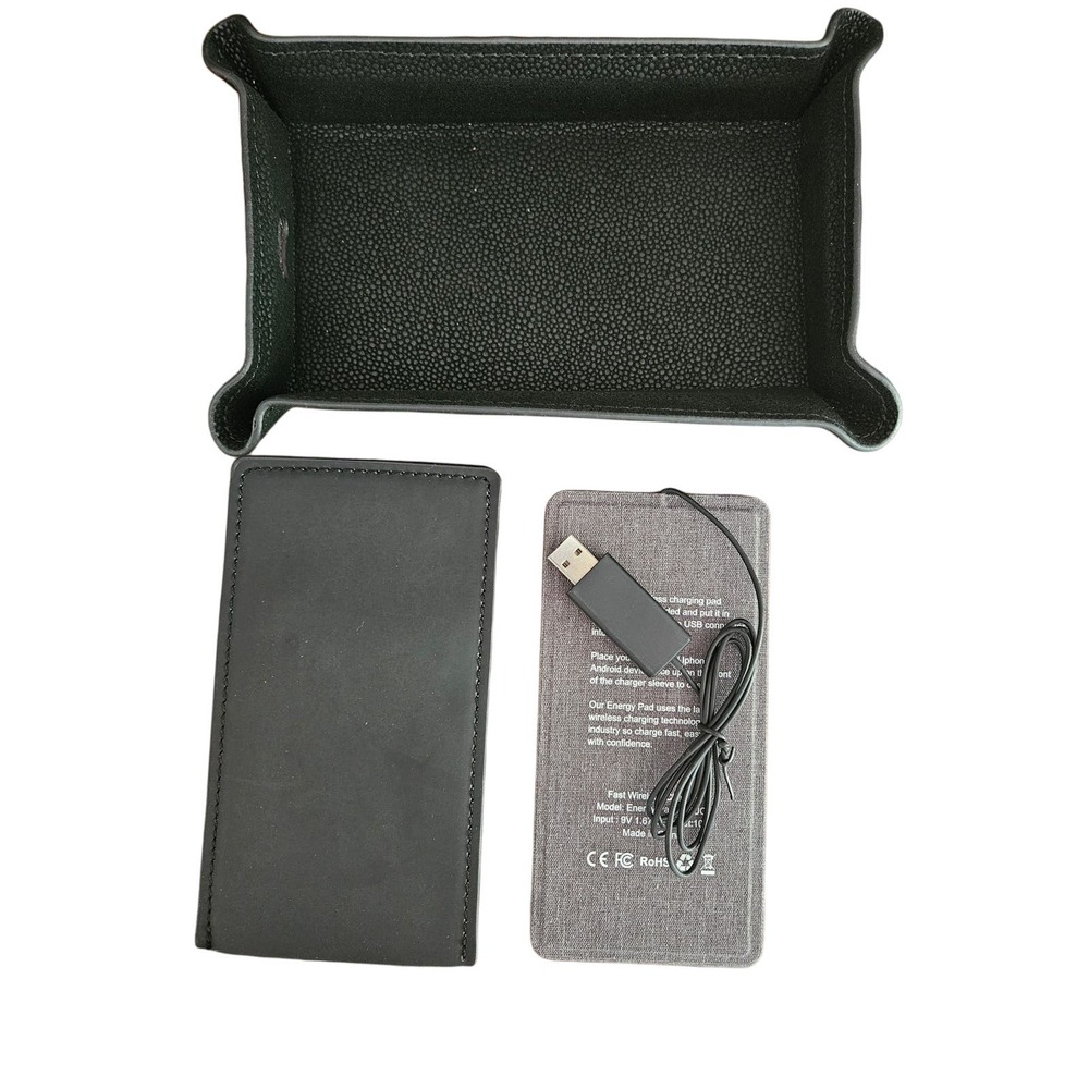 Wireless Charging Tray Black Angola with Textured Sleeve